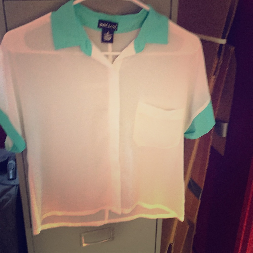 Sheer short sleeve blouse